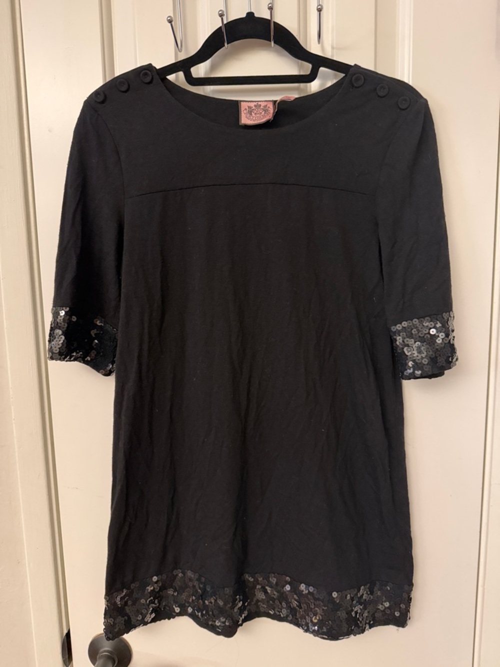Juicy Couture Black Sequin-Trim Tunic Top
